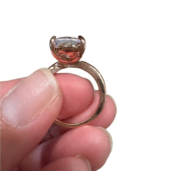 Rose Gold Large Oval Diamond Solitaire Ring - Picture 9 of 9